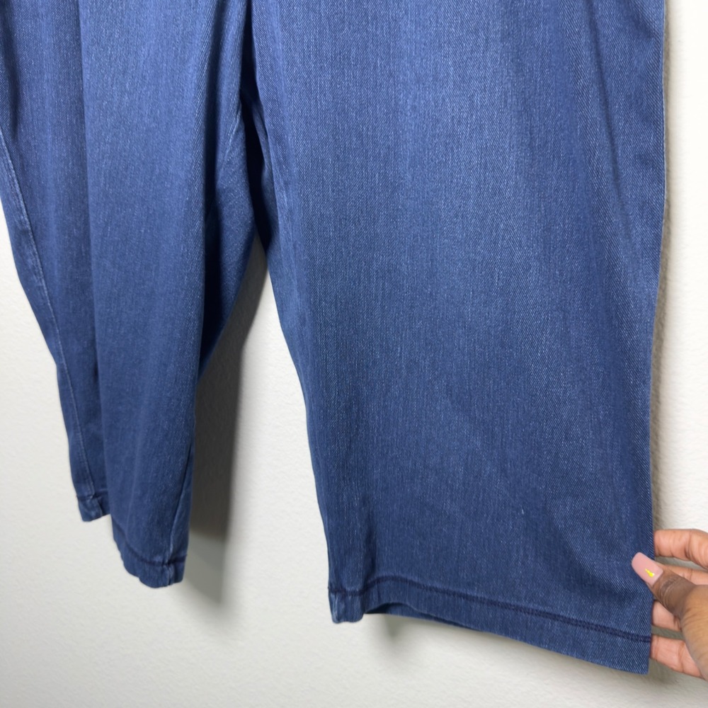 Lands End Women Sport Knit Capri XL 18 Blue Denim Look Pull On Pants Stretch - Picture 4 of 9
